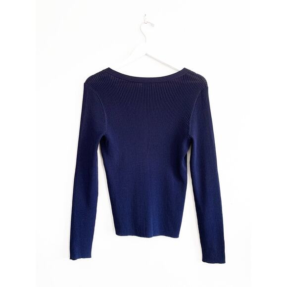 Blue Leith Button Front Ribbed Sweater - Picture 2 of 6